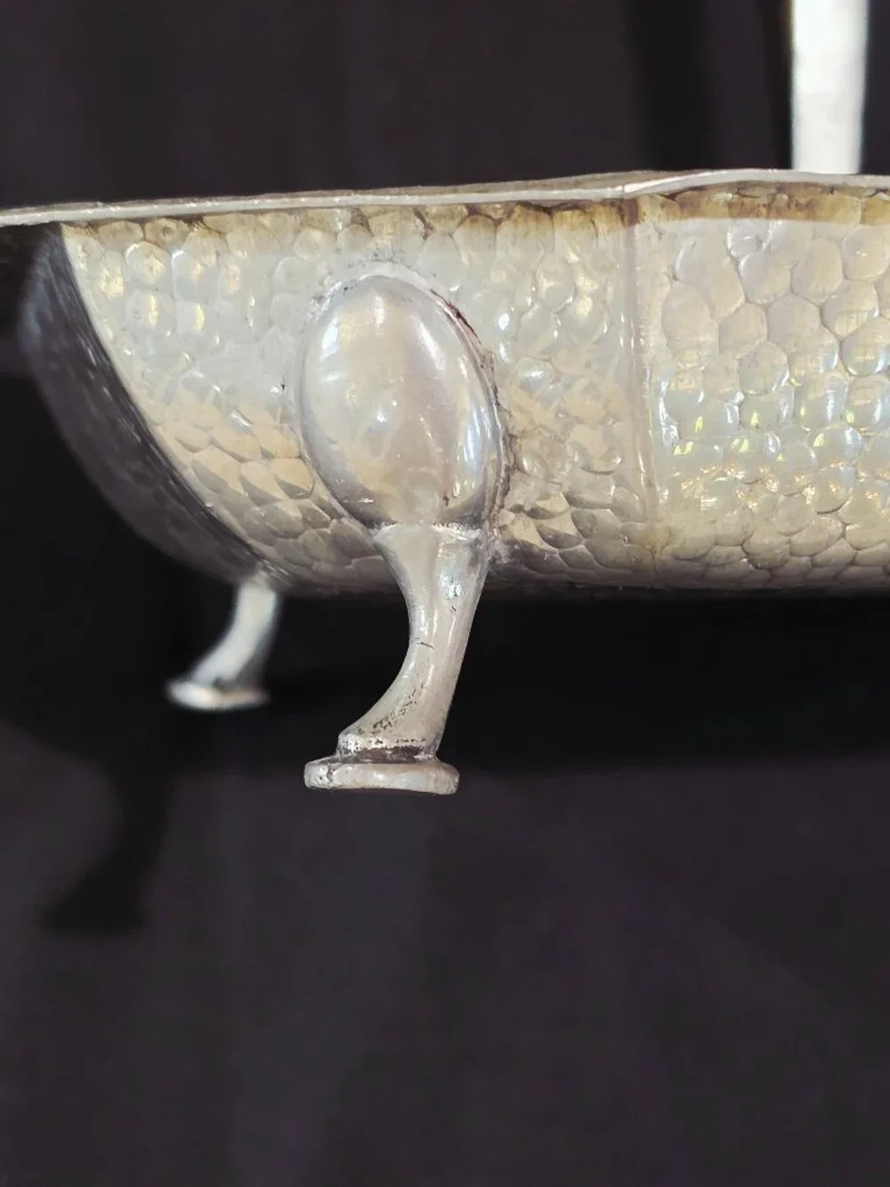 RARE Vintage Art Deco Hammered CIVIC Pewter Handled Basket Pattern No. 3492